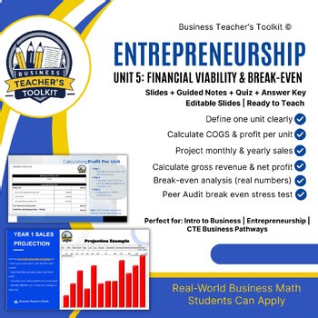 Entrepreneurship - Unit 5 - Financial Viability & Break-Even Analysis