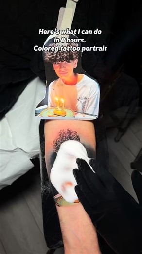 Tattooing a color portrait is very evocative, but there are pains that know no reason and no longer know fear. In this I dedicate all my experience to creating the best portrait possible, so that you can live every day through the eyes of those who are no longer with us. Thank you 🙏 #realistictattoo #tattooartist #tattooideas | Gabriele Pellerone Tattoo