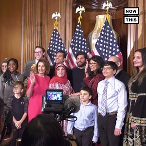 Rashida Tlaib, one of the two first Muslim women elected to Congress, was just sworn in wearing a traditional Palestinian thobe | NowThis Impact