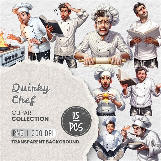 Quirky Chef Clipart Bundle, Funny Cooking Chef PNG, Baking and Kitchen Clipart Set, Projects, Sublimation, Crafts & Printables - Etsy
