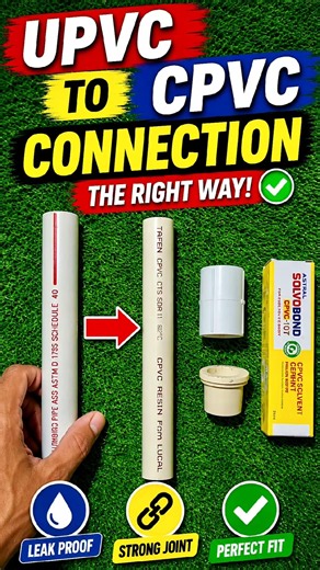 UPVC to CPVC Connection – No Leak! 💧#shorts #plumbing #diy