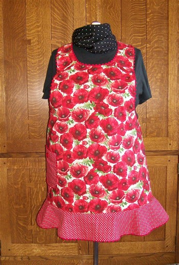 Red Poppy Print Plus Size Apron With Pocket: 3XL Retro Style - Etsy