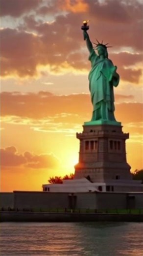 Helicòpter flies around Statue of Liberty