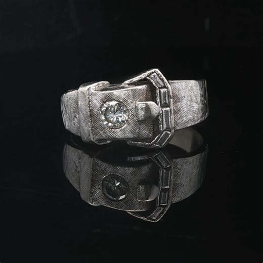 14k White Gold and 0.25ct Diamond Vintage Buckle Ring Size 9.5 - Etsy