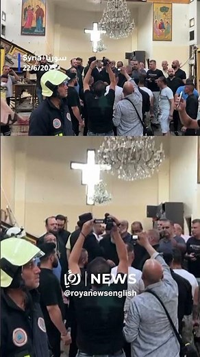 Damage inside Damascus church following terrorist attack