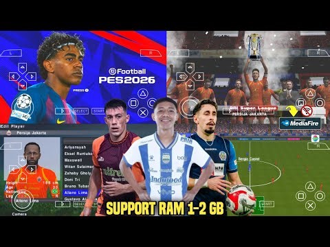 eFootball PES 2026 PPSSPP Android Offline Small Size Mod Indonesian & European League PS5 Camera HD