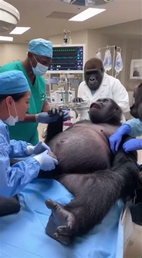 Gorilla new born in hospital take by doctors mp4 4
