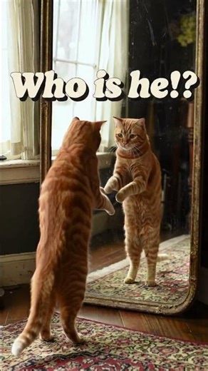 The identity crisis is real 😹🪞 #catfails #funnycats #funnyanimal #cat #catcomedy #funny #catshorts