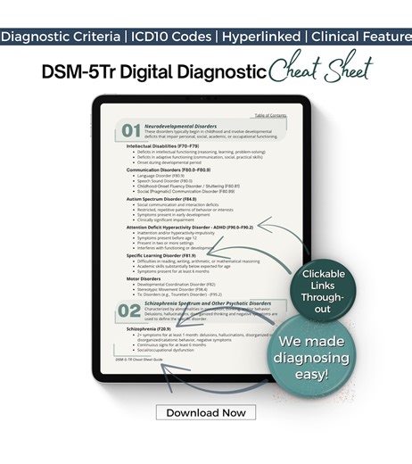 DSM-5-TR Digital Diagnostic Cheat Sheet With ICD-10 Codes - Etsy Australia