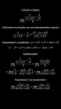 EXERCÍCIO 32 lim h→0 (1/(x+h)² - 1/x²)/h SEÇÃO 2.3 DO JAMES STEWART