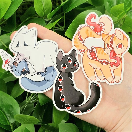 Creepy Cat Stickers! - Etsy Australia