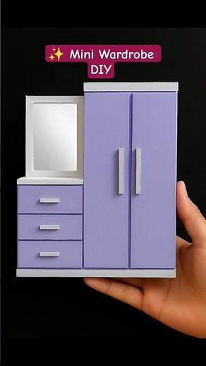 DIY Mini Wardrobe with Mirror & Dressing Area | Easy Miniature Furniture from Cardboard #shorts #diy