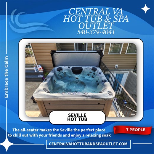 12 Days of Hot Tubs – Day 10 Seville Hot Tub – Seats 7 People The Seville is the ultimate all-seater hot tub in the Platinum Spas Deluxe Range – a timeless design that’s as social as it is stylish. With space for up to seven people, it’s perfect for entertaining, family gatherings, or simply enjoying quality time with friends. | Central VA Hot Tub & Spa Outlet