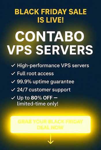 🔥 Black Friday Sale Is LIVE! Upgrade your hosting power with Contabo VPS Servers — now at the biggest discount of the year! ✅ High-performance VPS servers ✅ Full root access ✅ 99.9% uptime guarantee ✅ 24/7 customer support ✅ Up to 80% OFF — limited-time only! Contabo gives you enterprise-level performance at one of the lowest prices in the industry — perfect for developers, businesses, and high-traffic projects. 👉 Grab your Black Friday deal now: https://ratingeer.com/contabo #Contabo #VPSHost