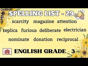 🆕 English Grade 3 Spelling List 29 #spellingwords #spellinglist #spelling #spellchamp #spellwork
