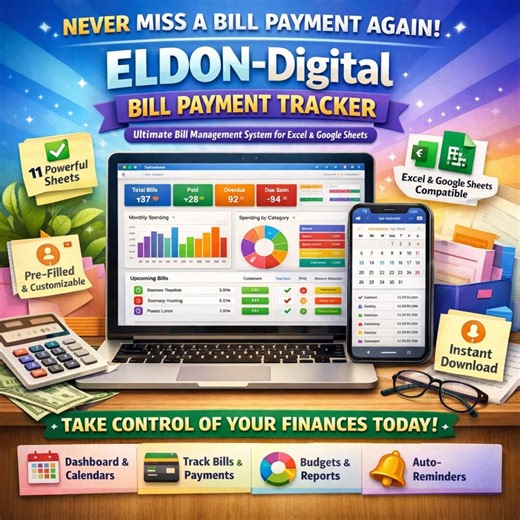 Bill Payment Tracker Excel & Google Sheets | Monthly Bill Organizer Spreadsheet | Budget Planner | Due Date Tracker | Financial Planner - Etsy