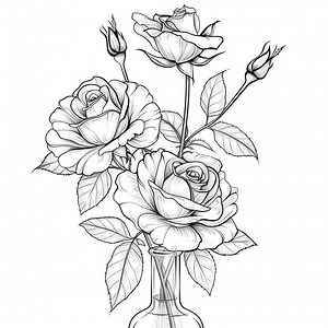 Rose Blooms Black/white Line Art Bundle 2 72 Digital Ai Line Art PNG-SVG (digital Download) - Etsy