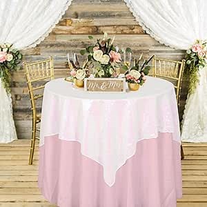 ShinyBeauty 54x54 Square Iridescent White Sequin Tablecloth, White Table Cloths Sparkle Tablecloth Glitter Table Overlay for Wedding, Party & Event Decoration, Birthday