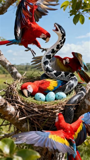 Macaw Defends Her Nest Against Deadly Snake Attack!#rescue #animals #wildlife | Paul Vu