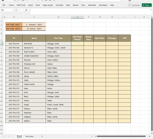 👩: (Mbak² keuangan)👩: Bil, bisa bantuin Excel?🐣: gimana mbak?👩: jadi gini, aku ada data karyawan THL, mau hitung hari efektif masuk buat gaji🐣: ohh bisa sih👩: tapi tiap orang liburnya beda-beda, 1 - 3 hariterus ada juga data ketidakhadiran diluar hari liburnya🐣: lha sebelumnya ngitungnya gimana mbak?👩: manual 😭dulu cuma 1 bulan, ini rapelan 3 bulan 😭takut salah kalau manual🐣: bisa didemo ntar kalau salah 😄👩: nah itu dia 😭oiya sekalian hitung gajinya ya• gaji/hari = 85.000• alpha = 