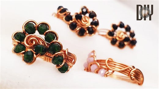 Spiral flowers | Simple Rings | Small Crystal | Spherical bead with holes | How to do | DIY 597