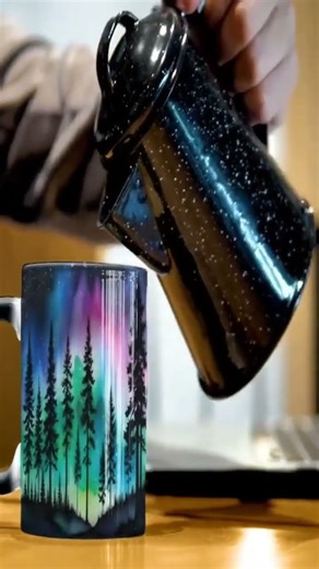 Color Changing Mug Set with Aurora Borealis Magic Heat Sensitive Cups for Coffee, Tea