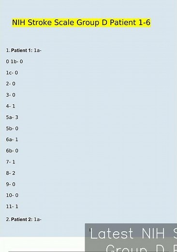 Latest NIH Stroke Scale Group D Patient 16 Complete 100 Verified video