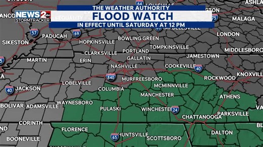 The primary concern with the rain across Middle Tennessee tonight continues to be flooding. A Flood Watch remains in effect for all areas under the GREEN color until 12 PM on Saturday. wkrn.com/weather?utm_medium=social&utm_source=facebook_Daphne_DeLoren | Daphne DeLoren