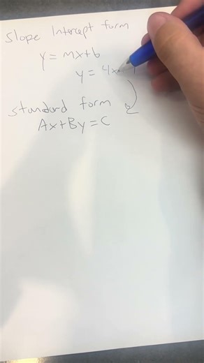 Slope Intercept Form vs Standard Form