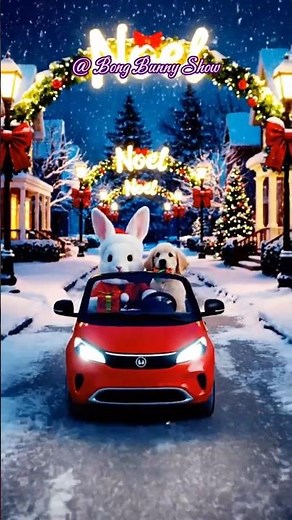🐰🎄Santa Bunny on an Electric Ride — Delivering Gifts with His Puppy!#BunnyShow #BunnyChristmas