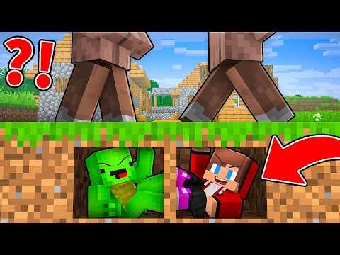 JJ and Mikey Built SECRET BASE Under Village in Minecraft - Maizen