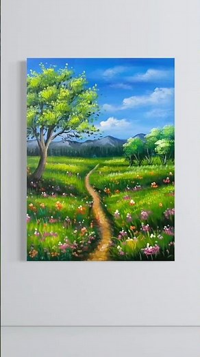 Easy Spring Landscape Acrylic Painting Tutorial for Beginners