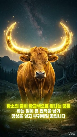황소의 뿔이 황금색으로 빛나는 꿈 #꿈 #해몽 #꿈해몽 #소 #황소 #뿔 #길몽