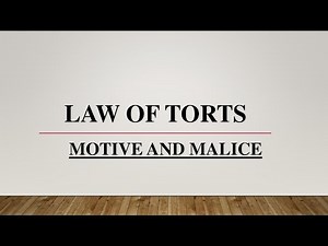 Law of Torts | Motive and Malice | Definition of Torts | Introduction of Torts | Law Lectures