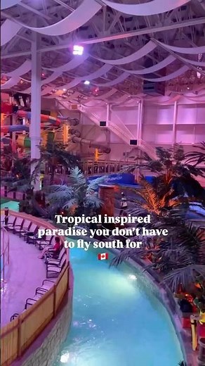 Bora Parc located in Quebec. Indoor waterpark with tropical vibes #indoorwaterpark #waterslide