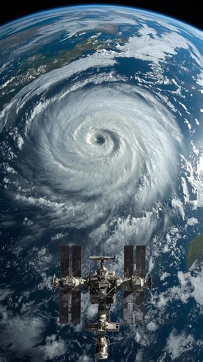 15K views · 116 reactions | "Stunning view from space: The International Space Station captures a powerful hurricane swirling over Earth’s vast expanse. Nature’s force and human ingenuity in a single frame!  #SpacePerspective #HurricaneWatch #EarthFromSpace #AI | Astrovibe | Facebook