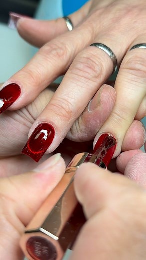 Cateyes Red Deep French🤫❤️‍🔥❤️❤️‍🩹 #fyp #nails #nailart #nail #trend #viral #art #artist #foryoupage #fy #trendingsong #trending #divanails #sevierville #nailsevierville #xuhuong | Diva Nails Spa Sevierville TN