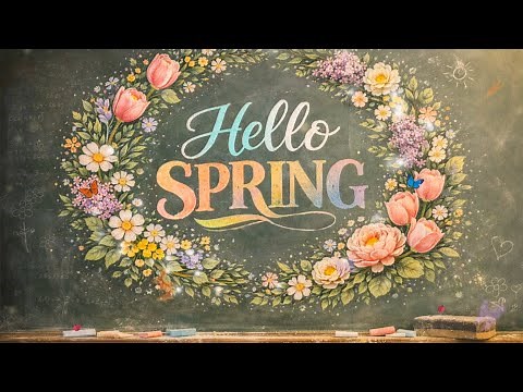 Hello Spring Classroom Ambience 🌸 Cozy Chalkboard Study, Relaxing Music, Peaceful Focus Background