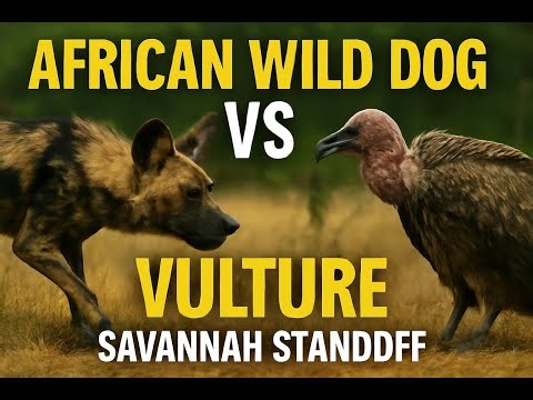 African Wild Dogs vs Vultures | Battle for the Kill in the Savanna