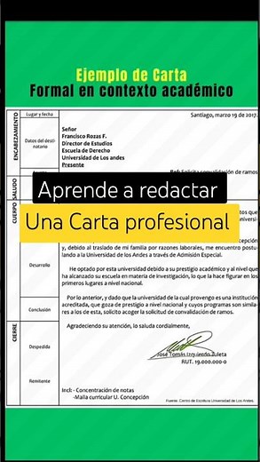 Ejemplo de carta formal para un contexto académico y profesional #tesis #carta #documento #word