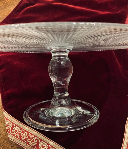 Delicate Glass Cake Stand With Concentric Ring Pattern - Etsy