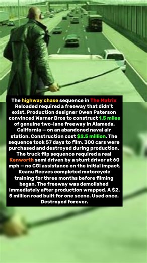 The Matrix Highway Chase Destroyed 300 Cars. The Freeway Was Built Specifically to Film One Scene