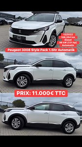 87K views · 540 reactions | PRIX: 11.000€ Peugeot 3008 Style Pack 1.5ltr Automatik SUV / Off-road Vehicle / Pickup Truck. First Registration 12/2022 108,354 km Diesel 96 kW (131 hp) Automatic | Center Auto | Facebook