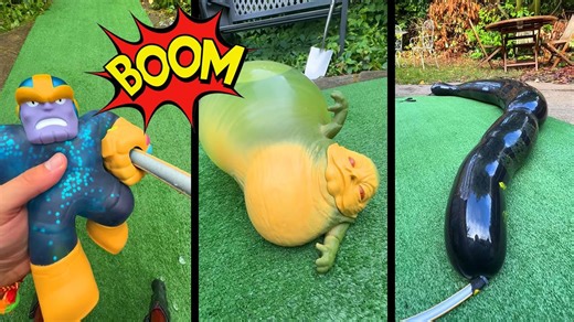 Inflating Toys With Water Until They Explode Loudly