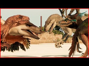 Atrociraptor VS Pyroraptor VS Utahraptor VS Velociraptor Jurassic Clash | Jurassic World Evolution 2