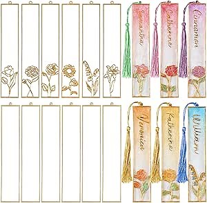LET'S RESIN 12pcs Bookmark Bezels for Resin with Tassels, UV Resin Molds for DIY Bookmarks, Metal Bookmark Bezels Bulk for Craft Supplies & Wind Chime Accessories (Tape Not Included)