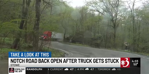 Notch Road reopens after season’s 1st stuck truck