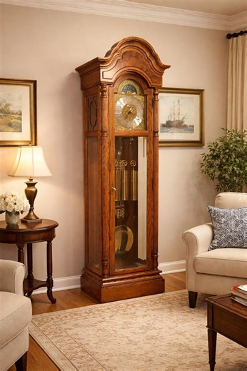 Howard Miller Oak Grandfather Clock With Kieninger Triple Chime Movement and Moon Dial - Etsy
