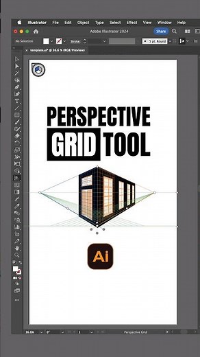 Perspective Grid Tool In Adobe Illustrator 🏢 🛠️🎨✨ #shorts #shortsfeed #illustrator #tutorial