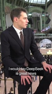 "DeepSeek is great news for open source AI." Mistral CEO Arthur Mensch tells Tom Mackenzie that open source models is making artificial intelligence "much cheaper" and easier for competition https://trib.al/LUxOL0F | Bloomberg